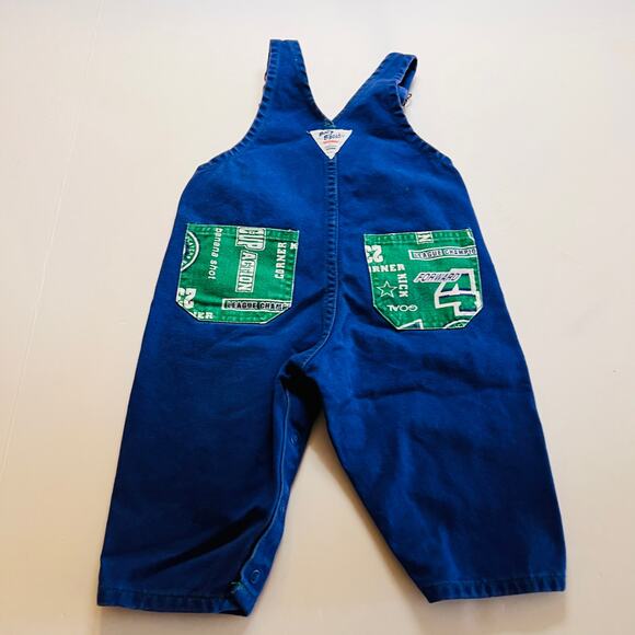 Vintage Oshkosh B’gosh Patchwork Overalls Size 12M Blue - Picture 5 of 6